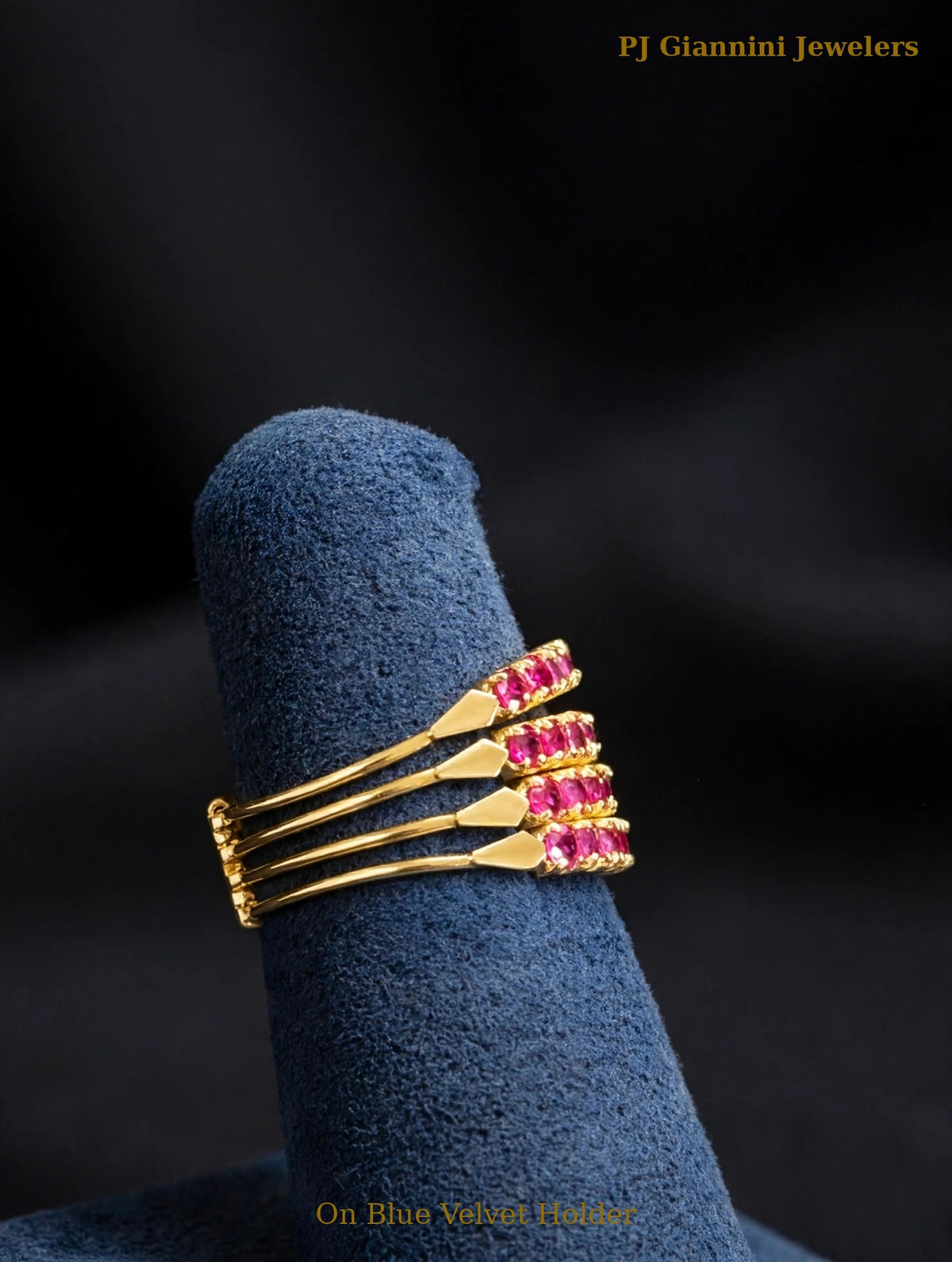 Yellow Gold Ruby Row Ring -32 Stones