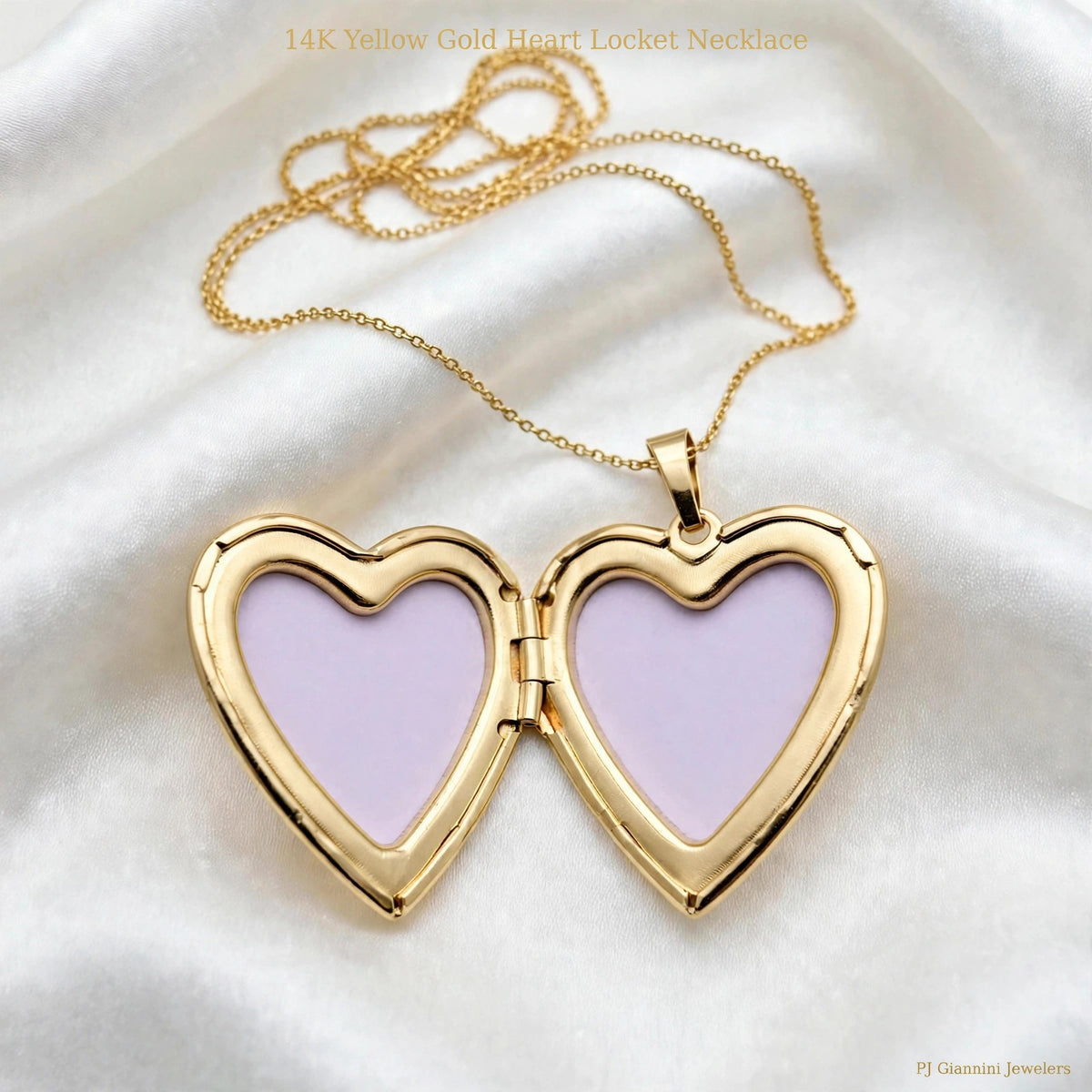 14K Yellow Gold Heart Locket Necklace ā 18 in Adjustable Cable Chain
