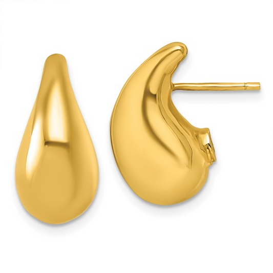 ITALY: 14k Polished Curved Puffed Teardrop Post Earrings