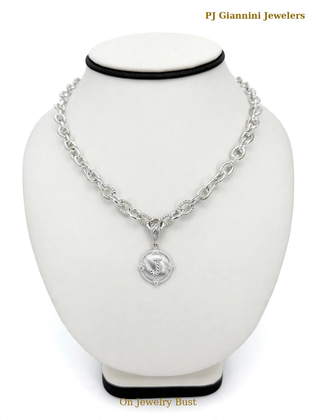 Judith Ripka Sterling Silver Initial J Medallion Necklace — 18 in