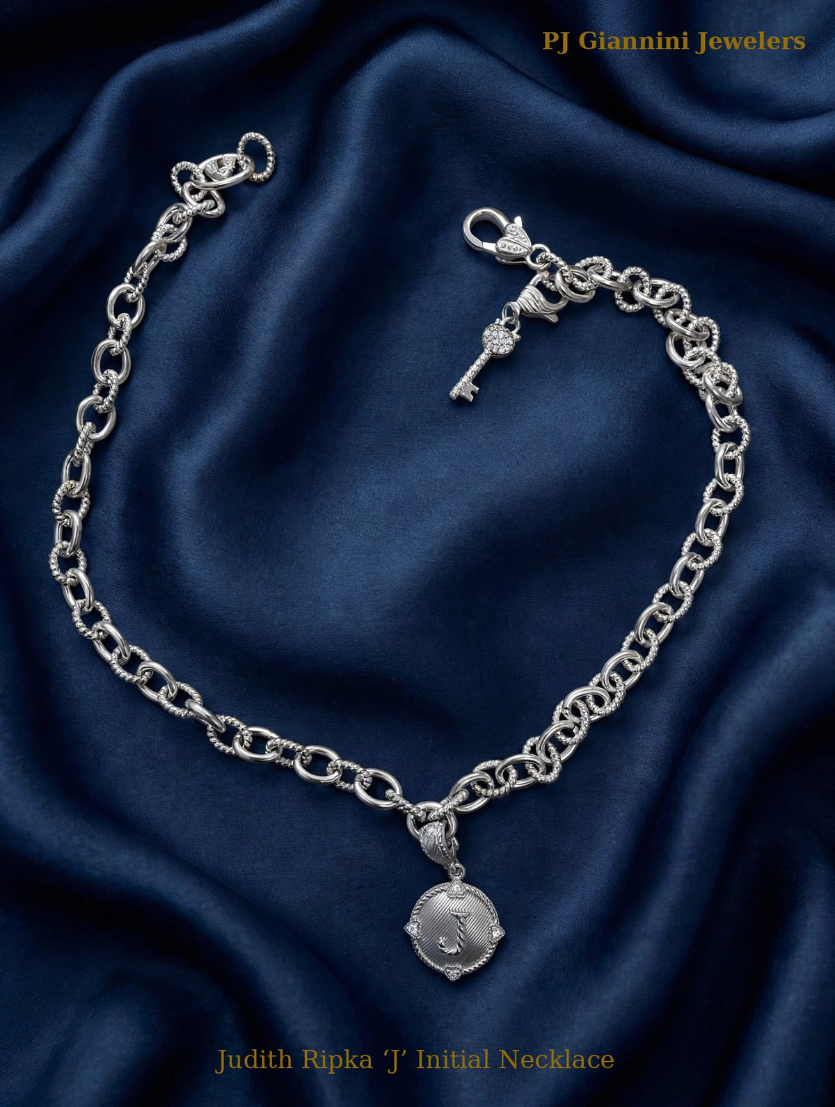 Judith Ripka Sterling Silver Initial J Medallion Necklace — 18 in