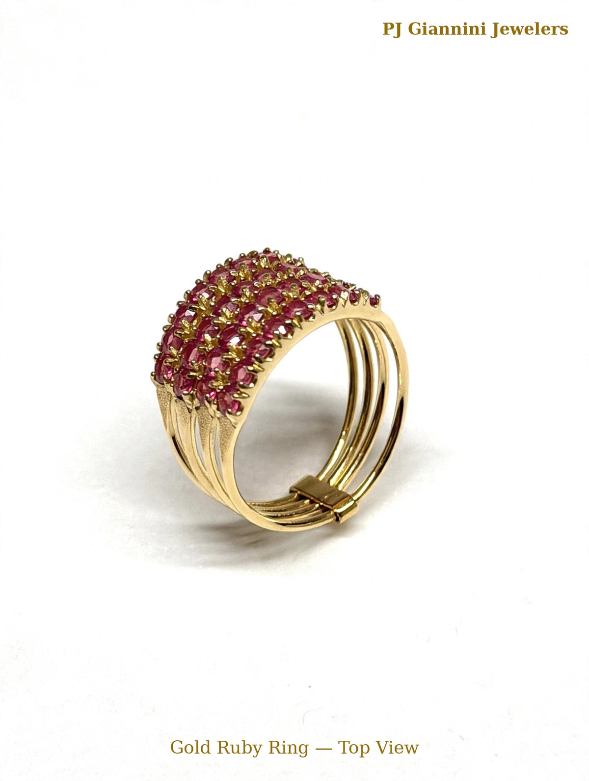 Yellow Gold Ruby Row Ring -32 Stones