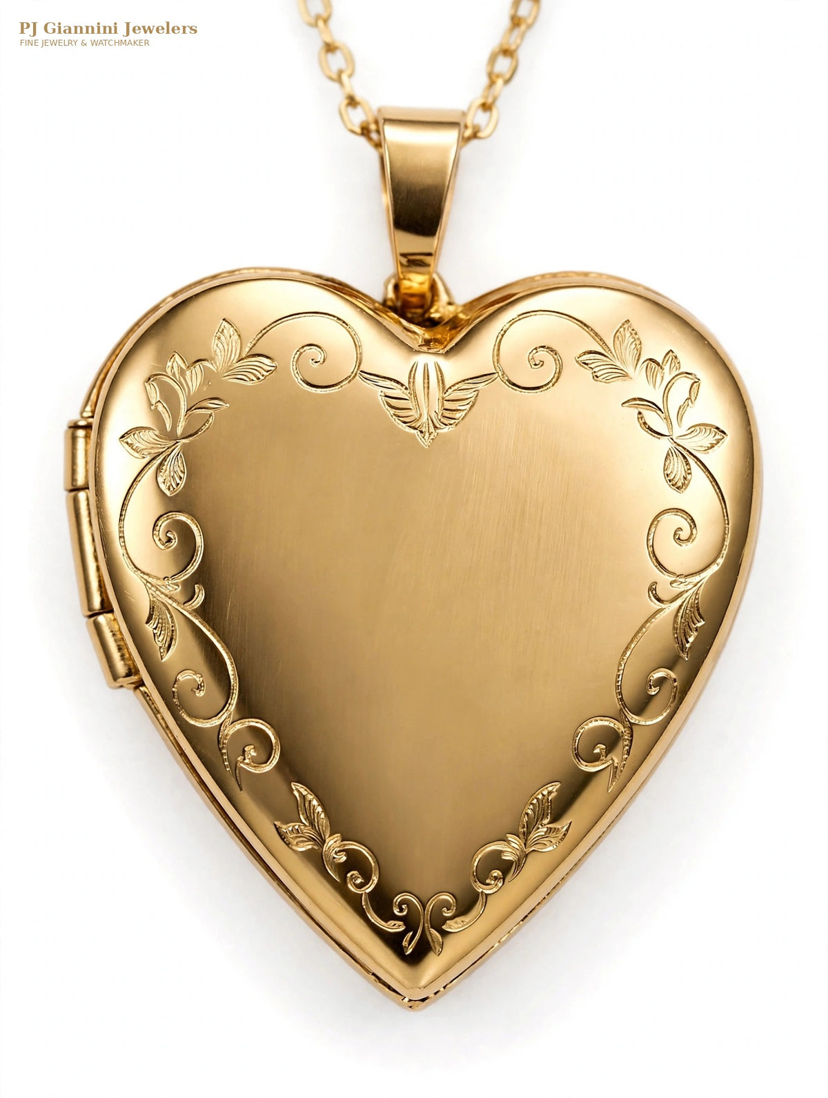 14K Yellow Gold Heart Locket Necklace — 18 in Adjustable Cable Chain