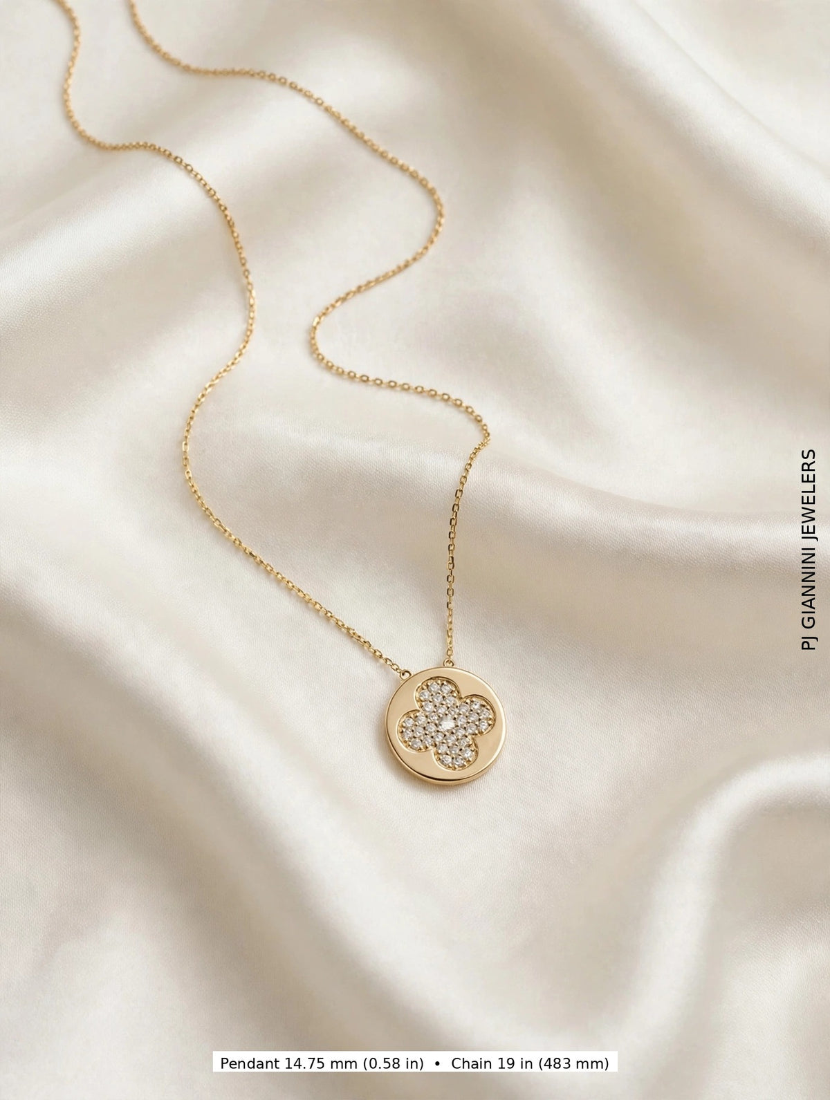 14K Yellow Gold Clover Diamond Necklace