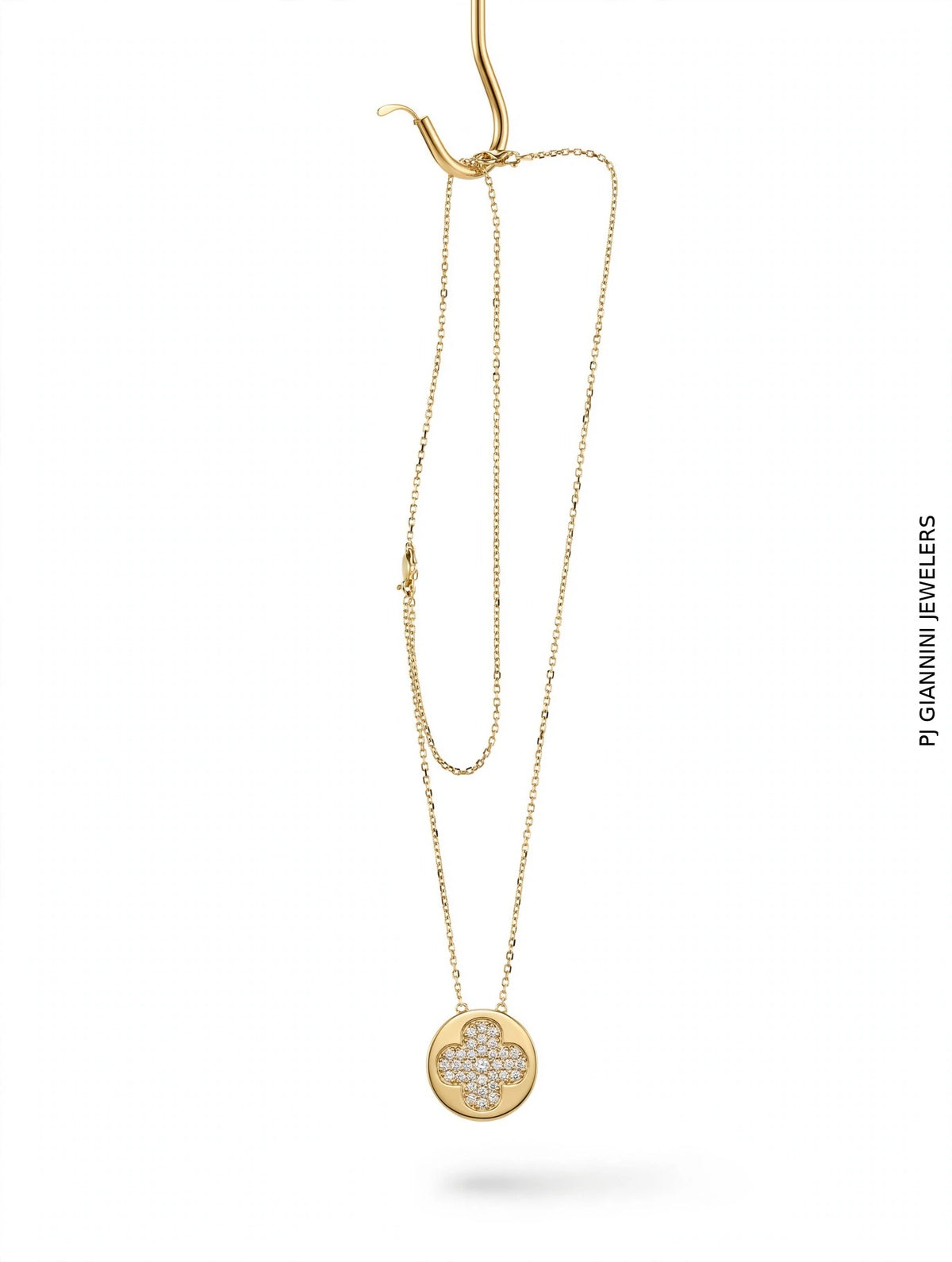 14K Yellow Gold Clover Diamond Necklace