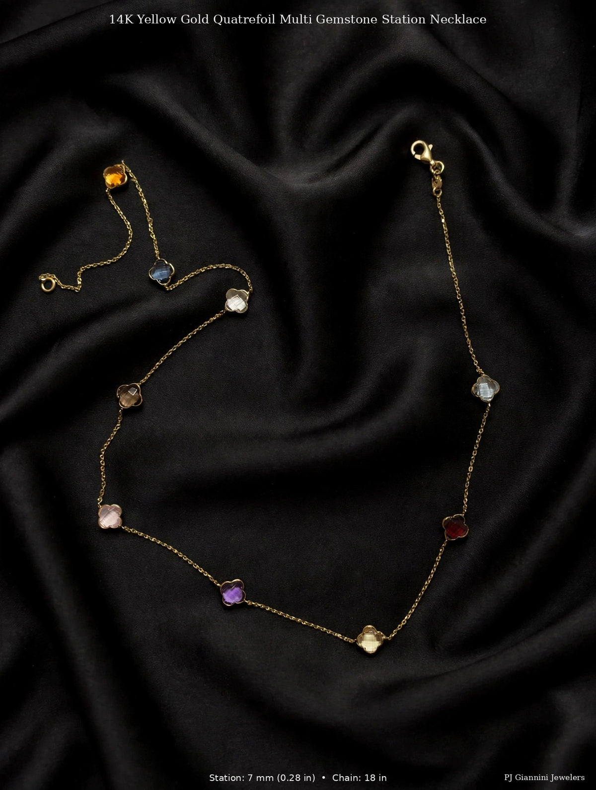 ✨ 14K Yellow Gold Clover Station Necklace