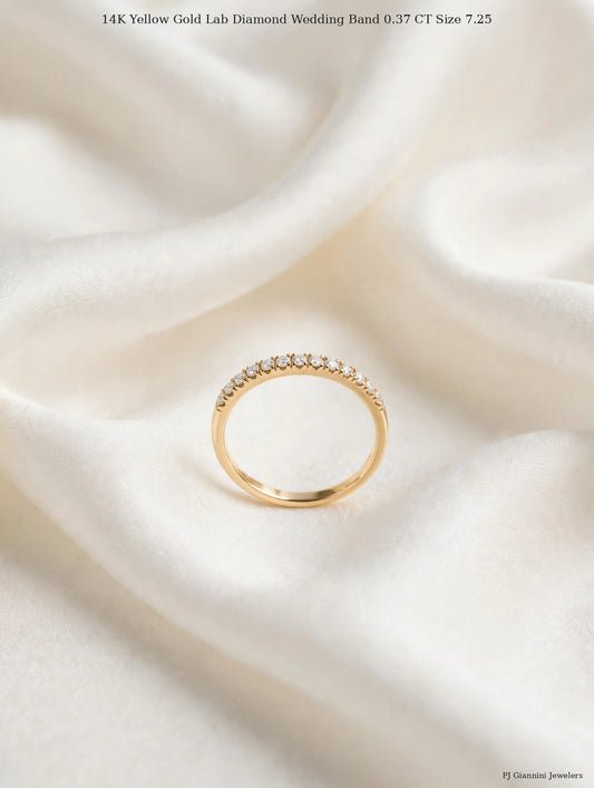 14K Yellow Gold Lab Diamond Wedding Band