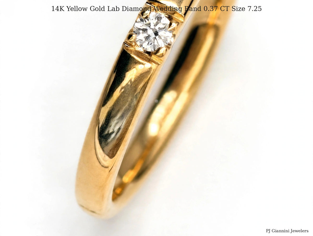 14K Yellow Gold Lab Diamond Wedding Band