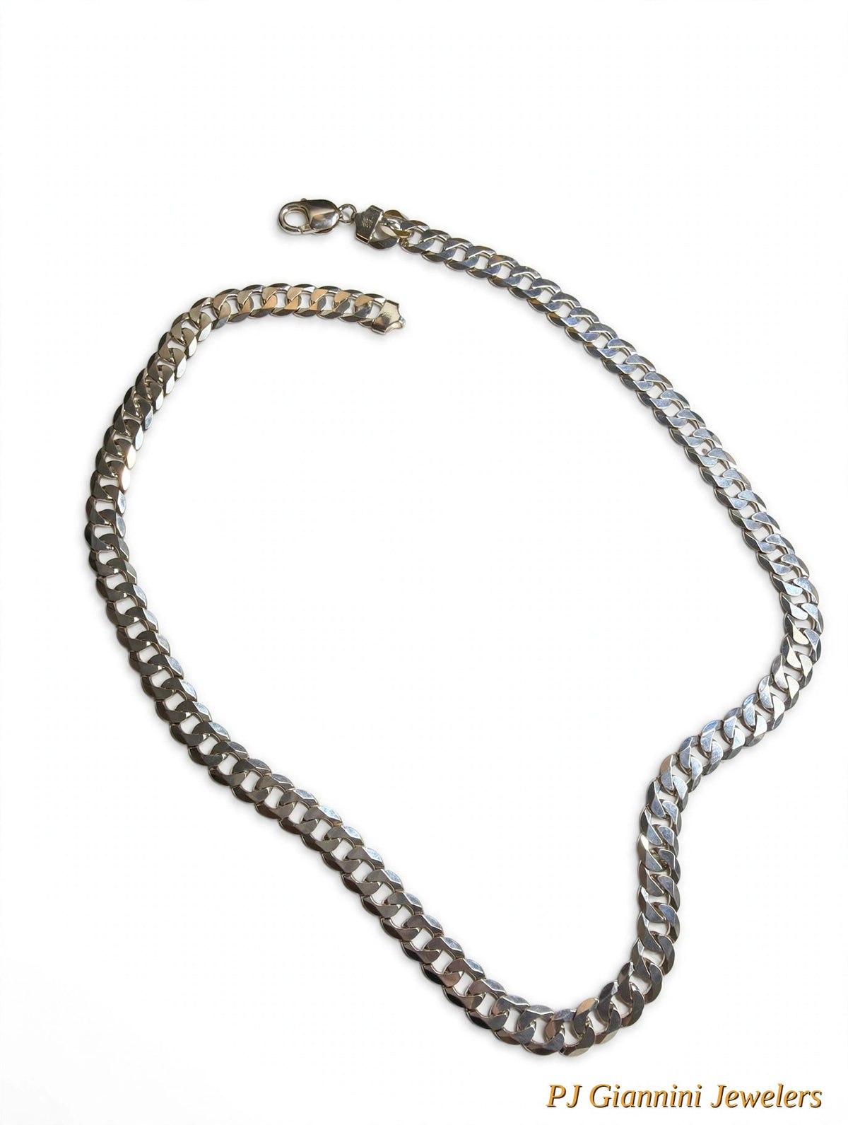Sterling Silver Cuban Curb Chain Necklace — 24 in, 10 mm