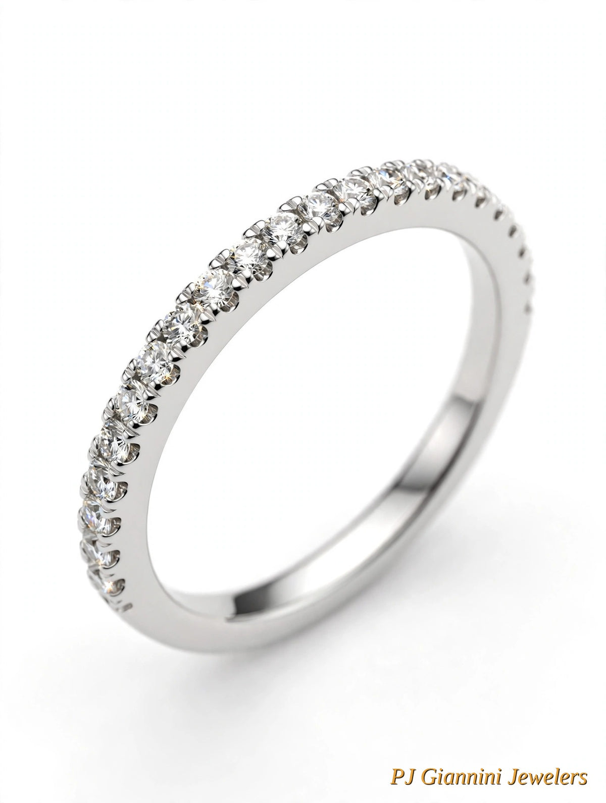14K White Gold Diamond Band Ring — 0.25 CT, 21 Round Diamonds, G SI1, Size 5.75