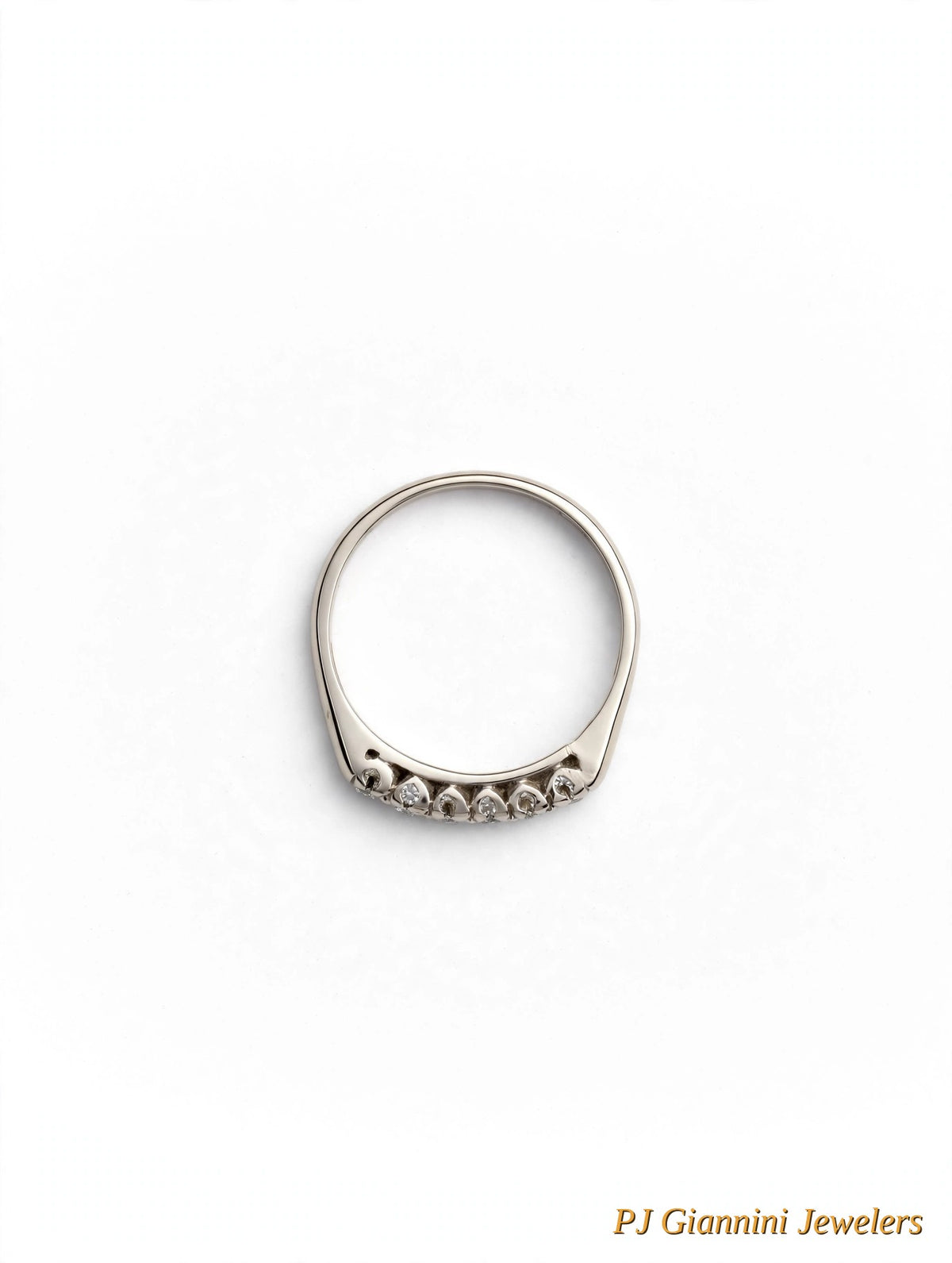 14K White Gold Diamond Wedding Ring Band — Estate, Size 6.25