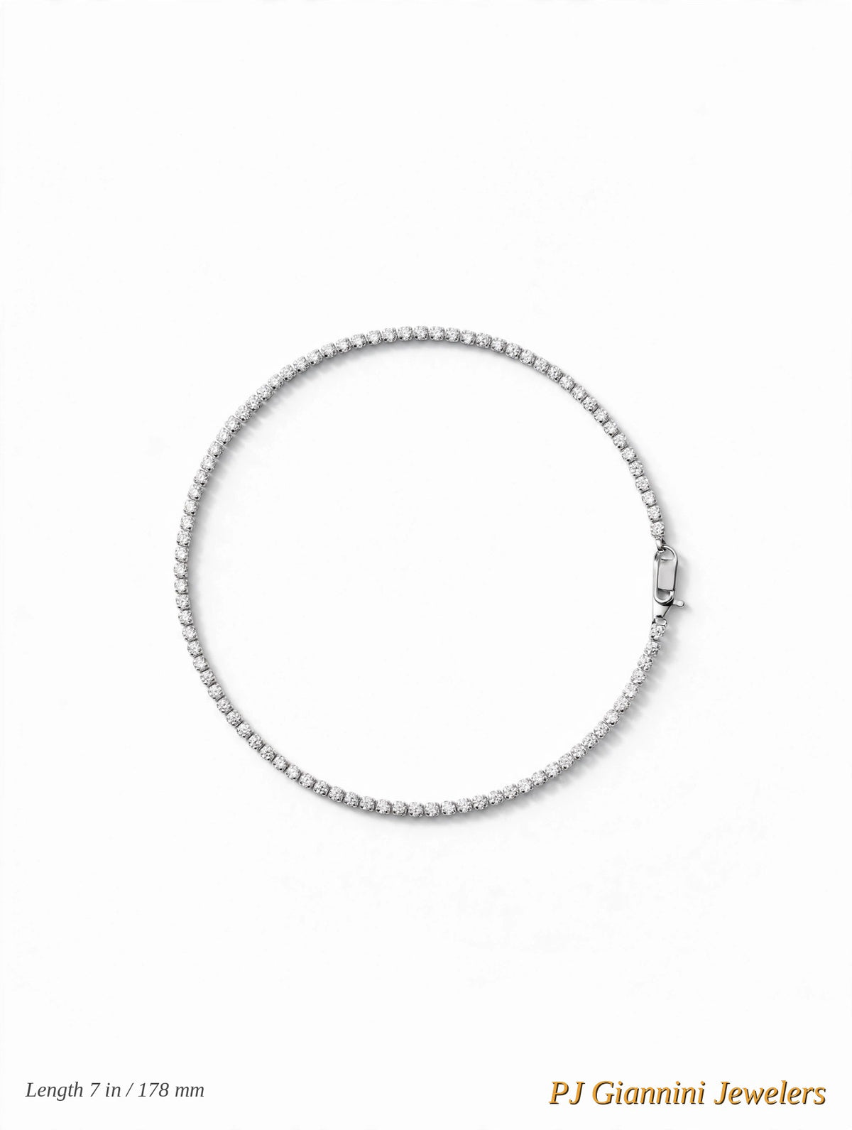 14K White Gold Lab-Grown Diamond Tennis Bracelet — 7 in, Box Clasp